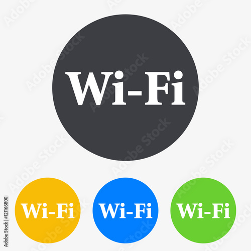Icono plano texto Wi-Fi en circulo varios colores