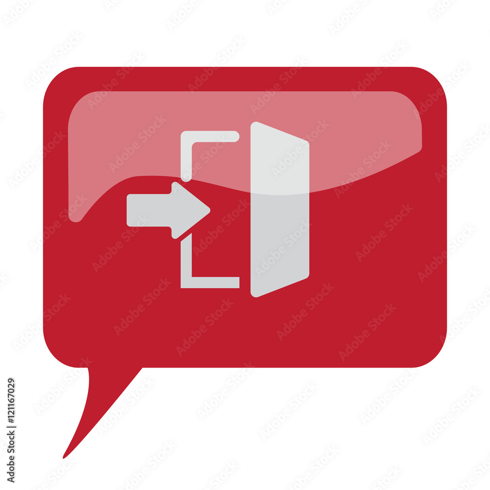 Red speech bubble with white Enter icon on white background