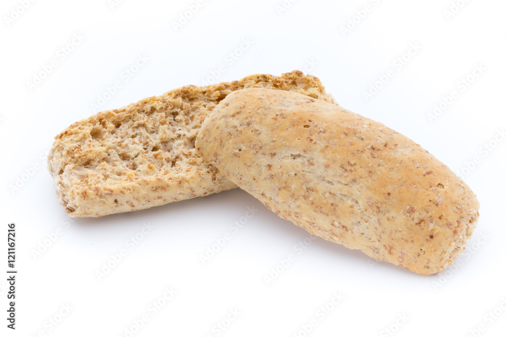 Dry flat bread crisps with herbs on a white background. Dry flat bread crisps with herbs on a white background.