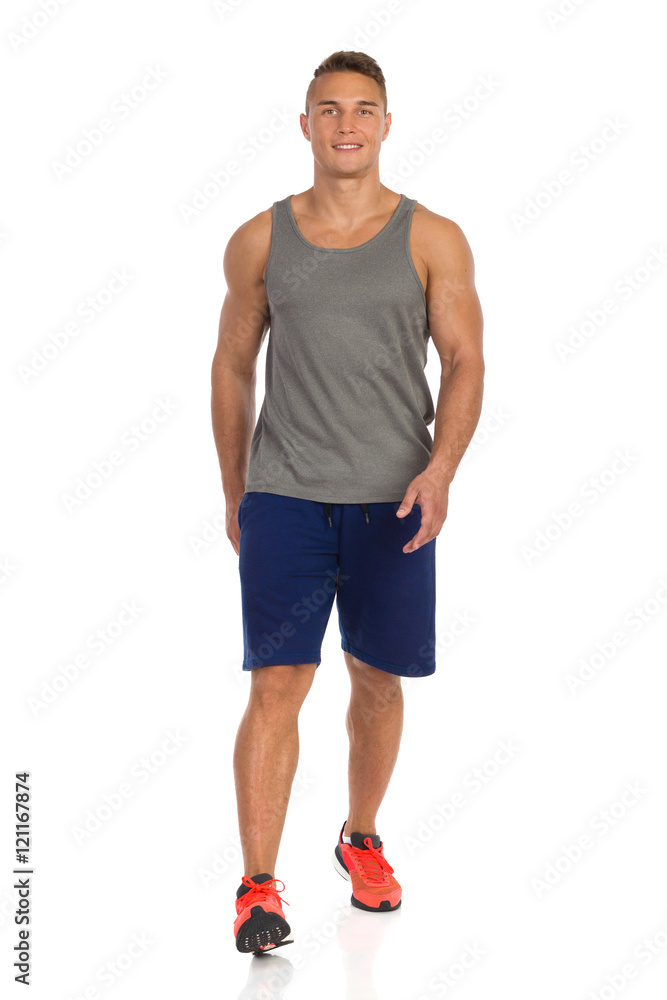 Sport Man Walking Toward Camera Sport Man Walking Toward Camera