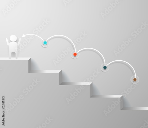 business chart for your presentation of numerical data / Step motion on stairs / vector illustration