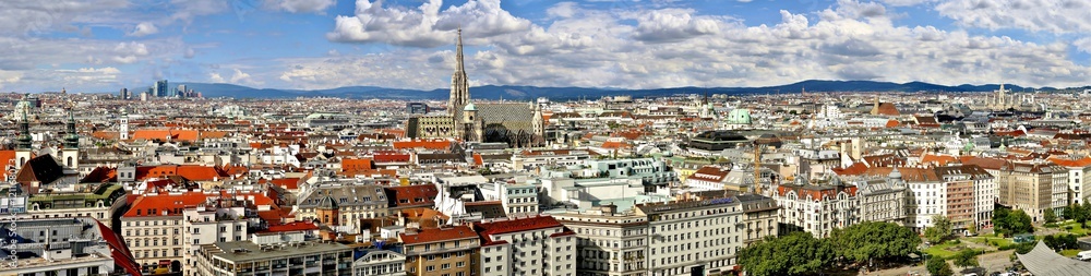 Aerial view of city center of Vienna, Wien Panorama from above