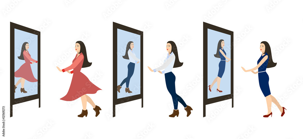 girl looks in the mirror girl looks in the mirror