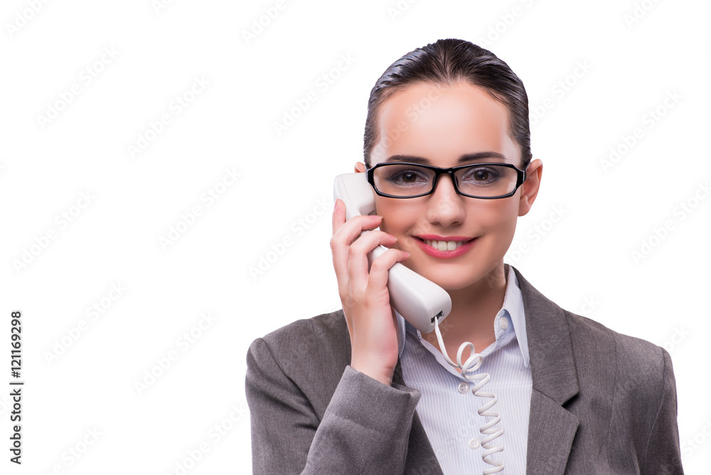 Nice elegant call center operator isolated on white Nice elegant call center operator isolated on white
