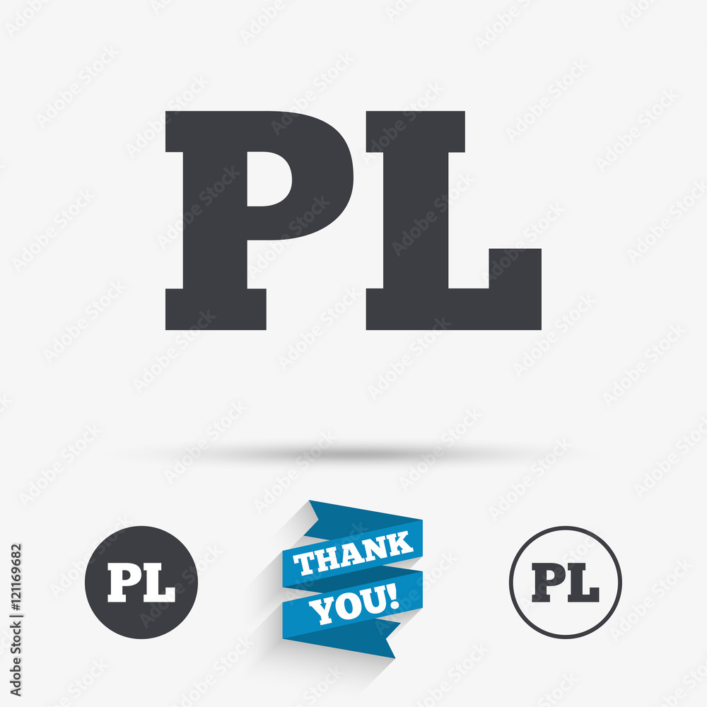 Polish language sign icon. PL translation Polish language sign icon. PL translation