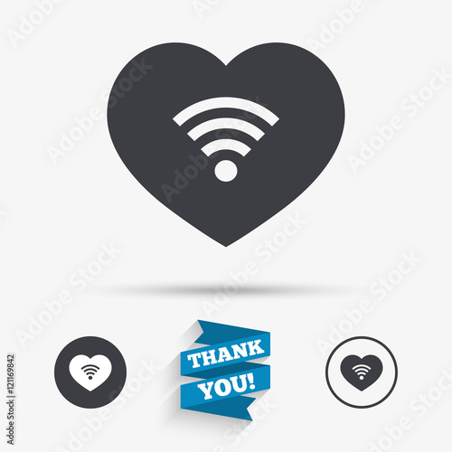 Love Wifi sign. Wi-fi symbol. Wireless Network.