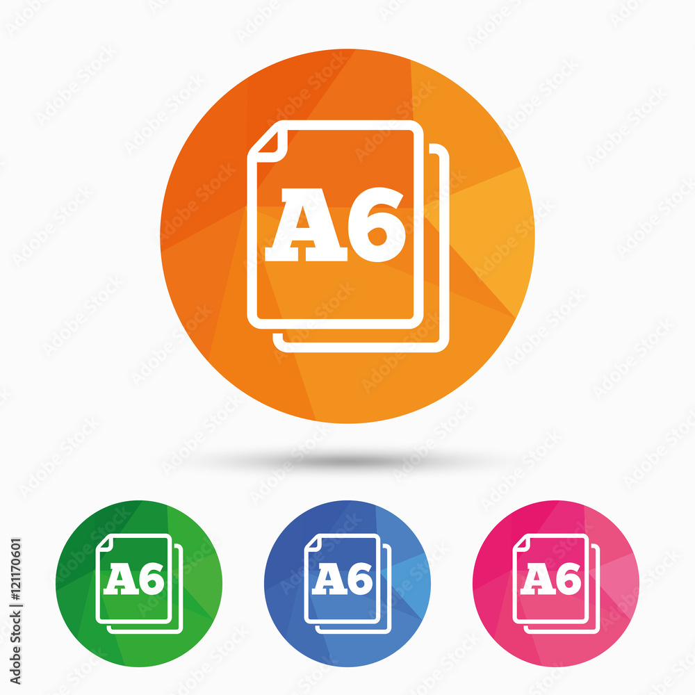 Paper size A6 standard icon. Document symbol. Paper size A6 standard icon. Document symbol.