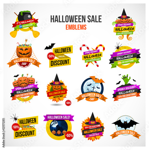 Halloween Sale Emblem and Label Set