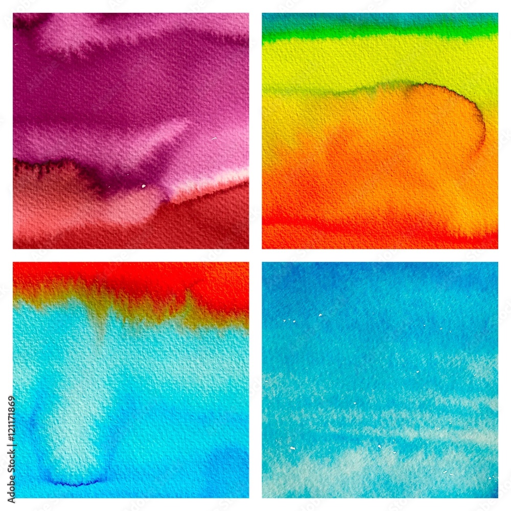 Fototapeta premium set of abstract hand drawn watercolor background, aquarelle text