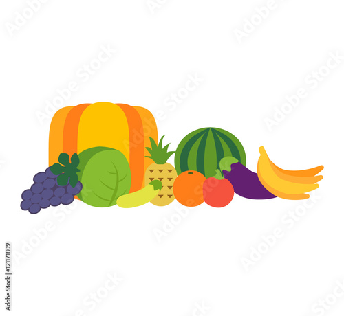 Fototapeta Naklejka Na Ścianę i Meble -  Mix of colored tropical fruits on white background. Composition of tropical and mediterranean fruits healthy food concepts decoration. Vitamin healthy eating food tropical fruits vegetarian nutrition.