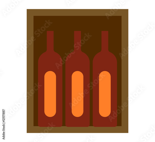 Cabernet sauvignon wine bottles in wooden crate. Liquid design glass wine box isolated on white beverage container gift. Bottles of old red wine in gift wooden box package beverage vector.