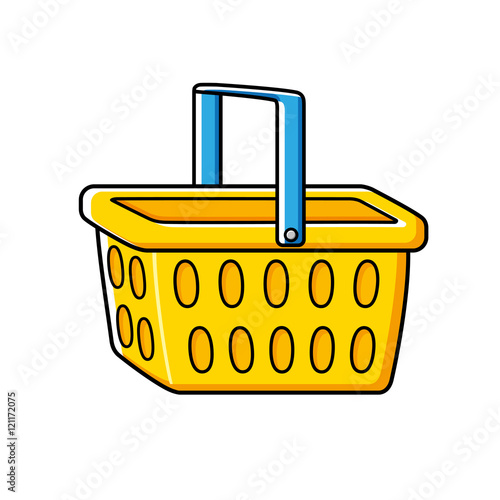 Yellow shopping basket icon isolated.