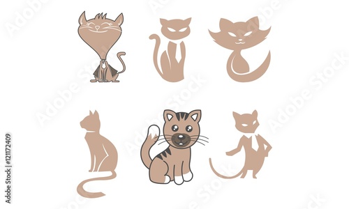 Fototapeta Naklejka Na Ścianę i Meble -  Set Bundle Cats Logo Template