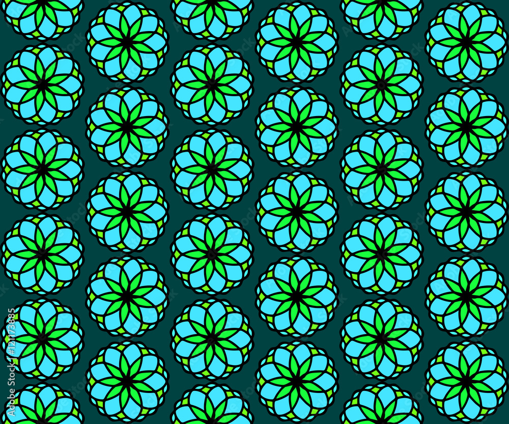 Seamless symmetric pattern floral arrangement. Vector illustration.