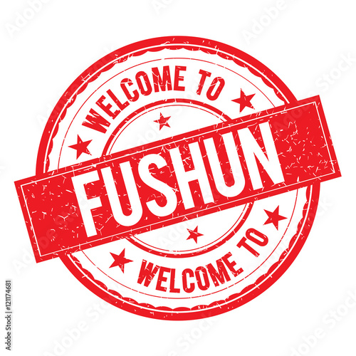 Welcome to FUSHUN Stamp Sign Vector. photo