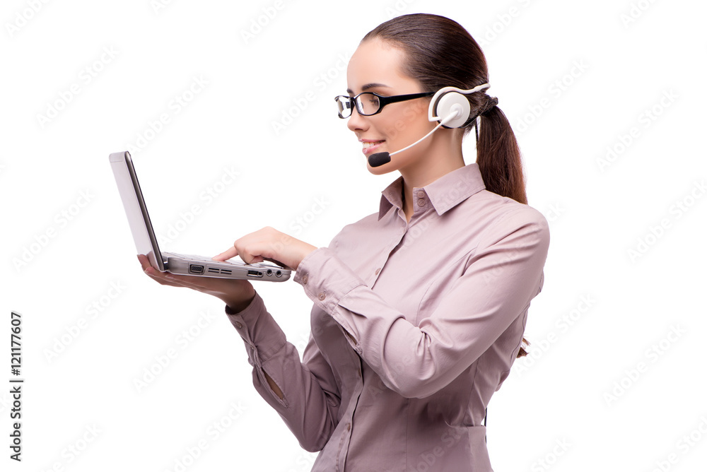 Helpdesk operator isolated on the white background Helpdesk operator isolated on the white background