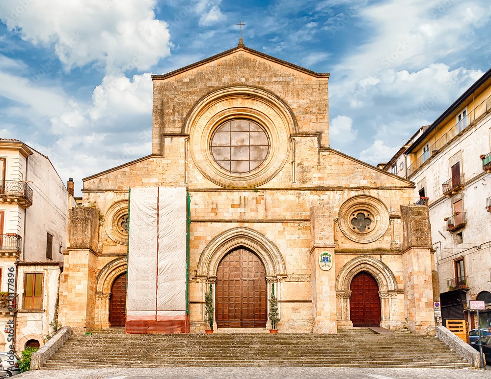 Scenic facade of the ancient Cosenza's Cathedral, Italy
