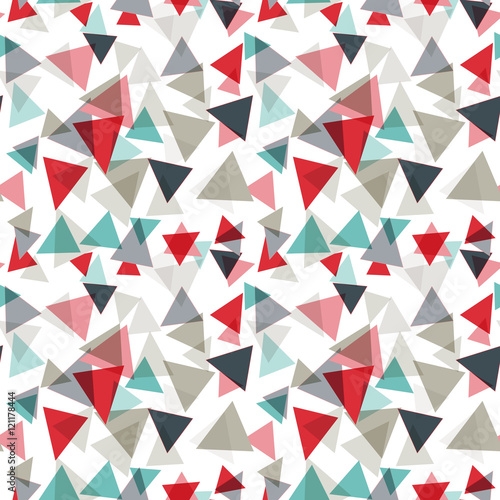 Vector pattern with random triangles in various colors and sizes. Modern background with simple geometric shapes.