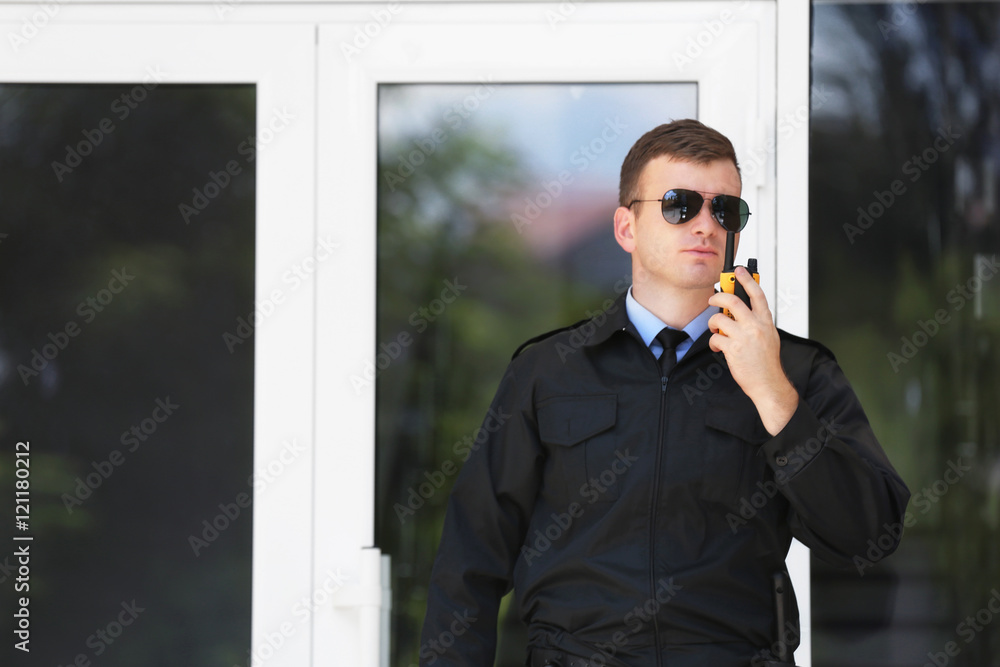 Male security guard outdoors Male security guard outdoors