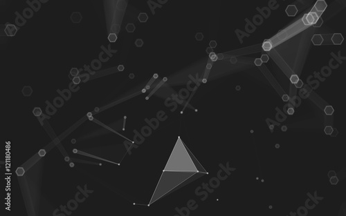 Abstract polygonal space low poly dark background, 3d rendering