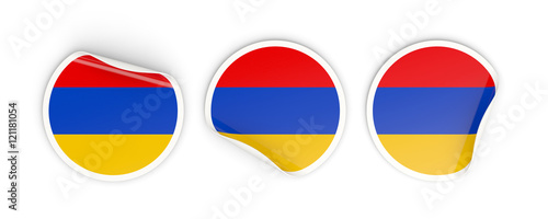 Flag of armenia  round labels