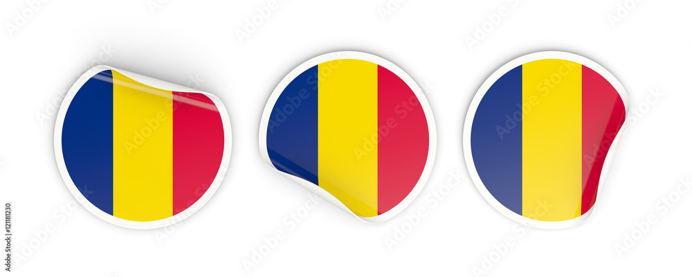 Fototapeta premium Flag of chad, round labels