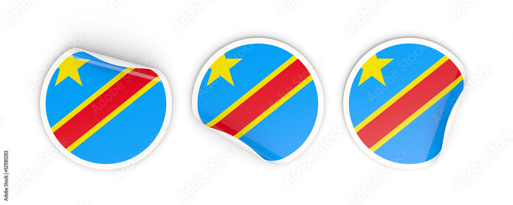 Flag of democratic republic of the congo, round labels