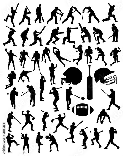Sports Silhouette Handball and Cricket, art vector design