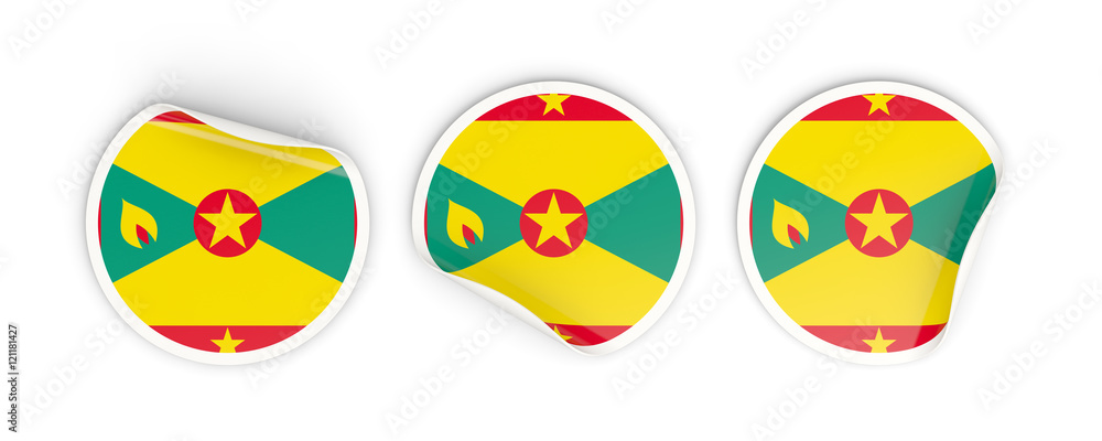 Flag of grenada, round labels Flag of grenada, round labels
