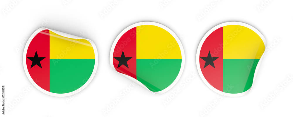 Fototapeta premium Flag of guinea bissau, round labels