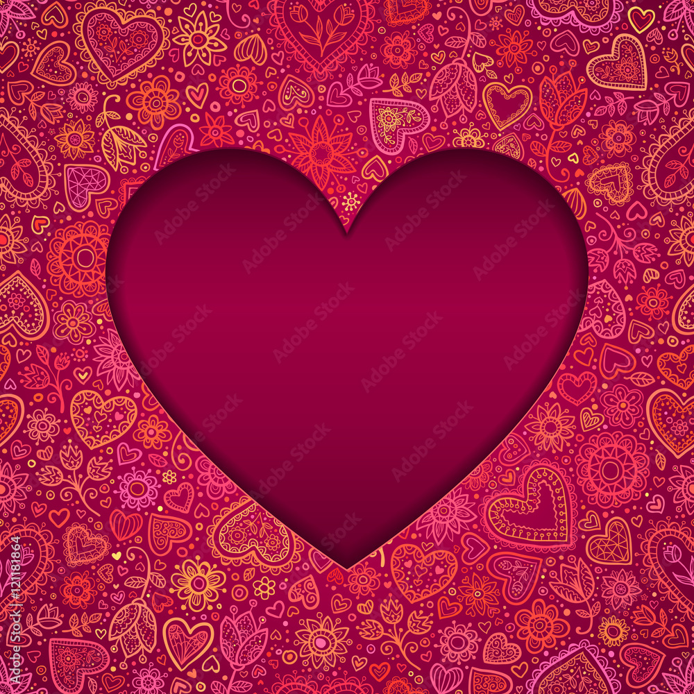 Cut out paper heart Valentines day card Cut out paper heart Valentines day card