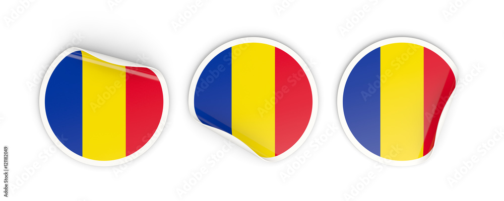 Fototapeta premium Flag of romania, round labels