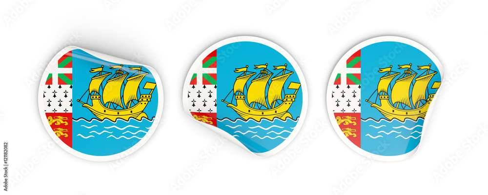 Flag of saint pierre and miquelon, round labels Flag of saint pierre and miquelon, round labels