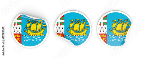 Flag of saint pierre and miquelon, round labels