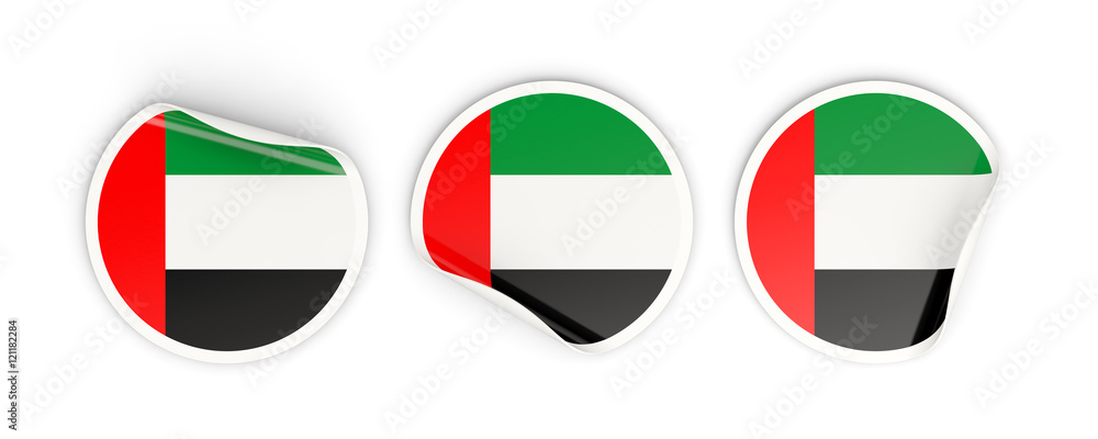 Flag of united arab emirates, round labels Flag of united arab emirates, round labels