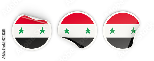 Free Download Flag of syria, round labels - GFXLoad