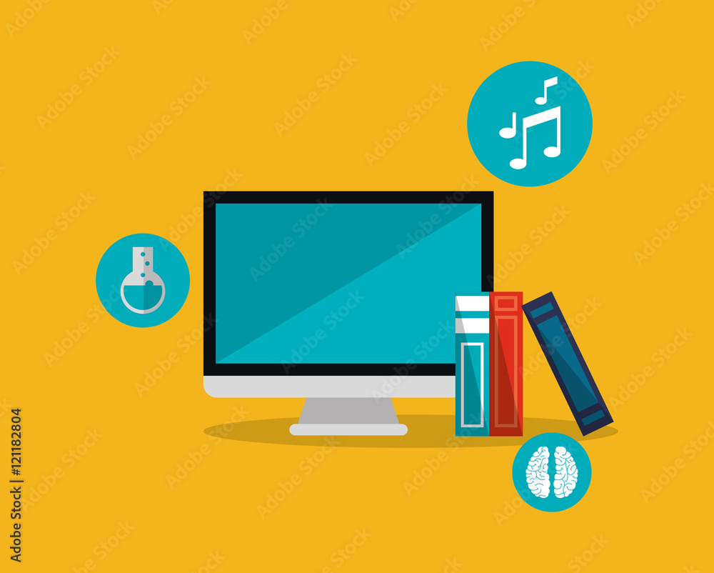 flat design computer with education and academia related icons image vector illustration flat design computer with education and academia related icons image vector illustration