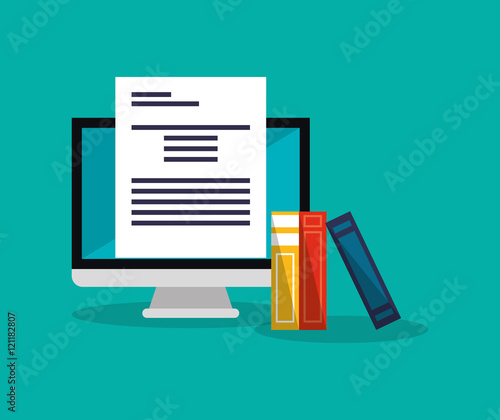 flat design computer with education and academia related icons image vector illustration