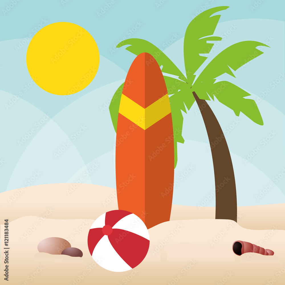 Summer time vector banner background. It's summer time text in beach island  sand with tropical season elements like palm tree, sunglasses and lifebuoy  Stock Vector Image & Art - Alamy