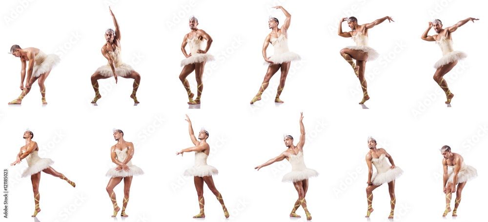 Man in ballet tutu isolated on white Man in ballet tutu isolated on white