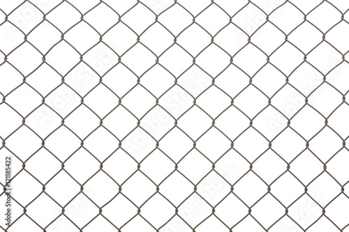 Iron wire fence isolated on a white background