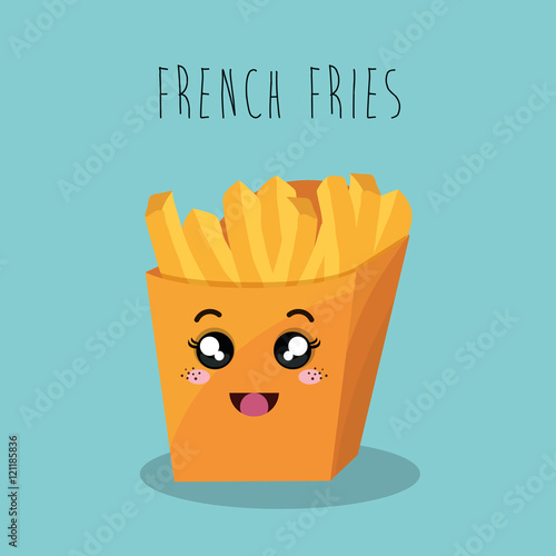 cartoon french fries food fast facial expression design isolated vector illustration eps 10