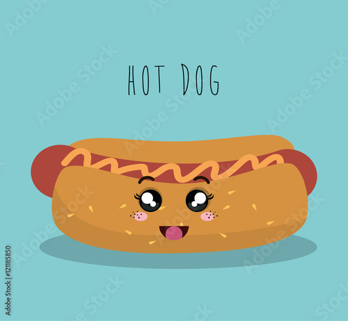 cartoon hot dog food fast facial expression design isolated vector illustration eps 10
