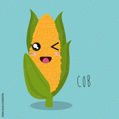 cartoon cob food facial expression design isolated vector illustration eps 10