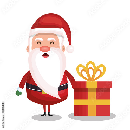 santa claus and box gift merry christmas design vector illustration eps 10 © Gstudio