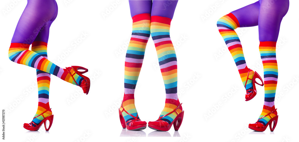 Colourful stockings isolated on white Colourful stockings isolated on white