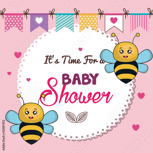 card baby shower bee twins desing vector illustration eps 10