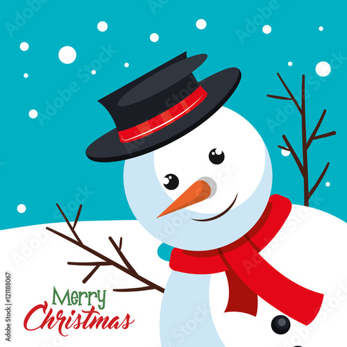 card snowman happy mery christmas vector illustration eps 10