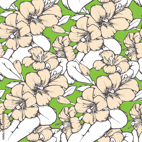 Lemon blossom drawing seamless pattern