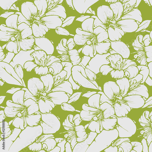 Lemon blossom drawing seamless pattern